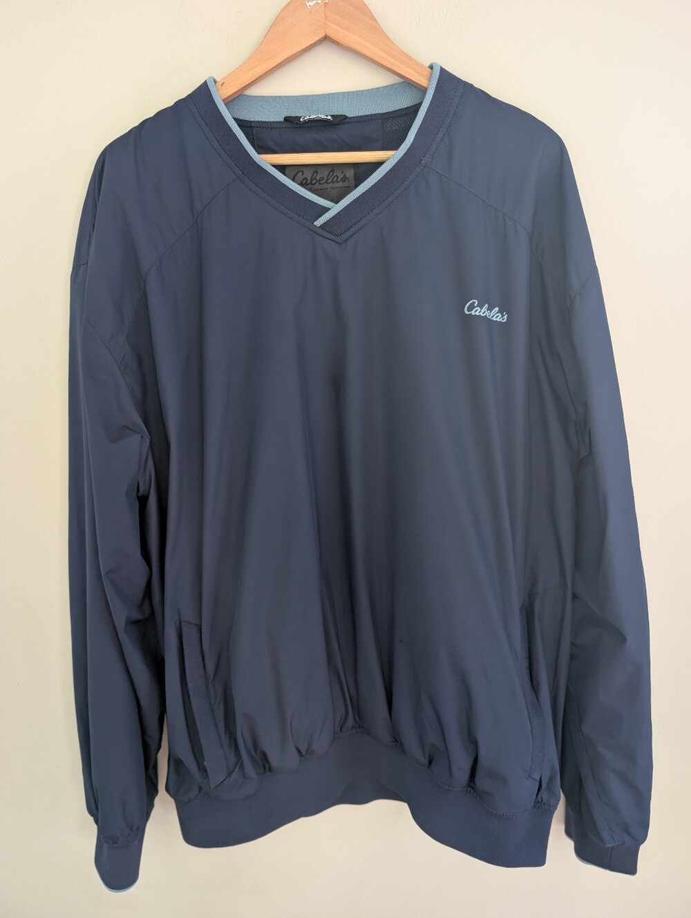 Cabela's Mens Blue Pullover Windbreaker Size XL Tall